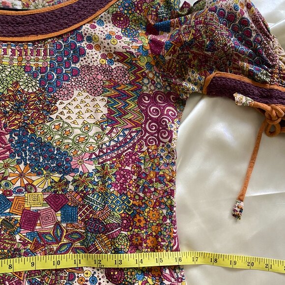 Pepita Perez Floral Boho Mini Tunic Dress Hippie Fall Medium India - Picture 8 of 9